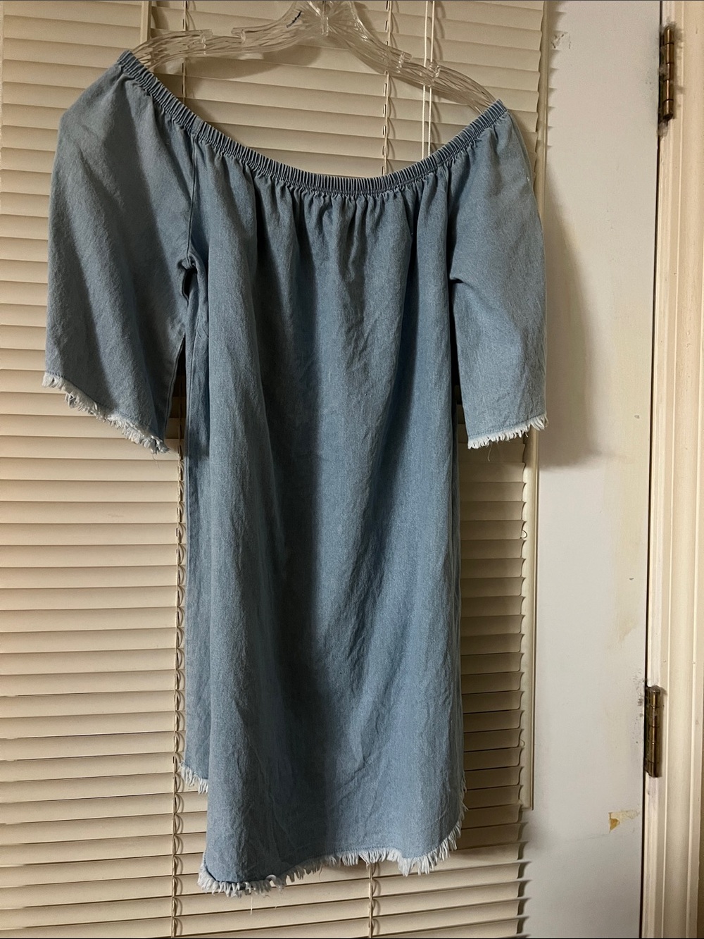 Light Blue Denim Peasant Dress